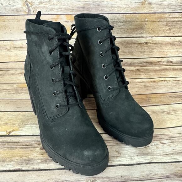 NWOB Timberland Womens Allignton Nubuck Leather Lace Up Chunky Lug Sole Booties - Picture 1 of 10